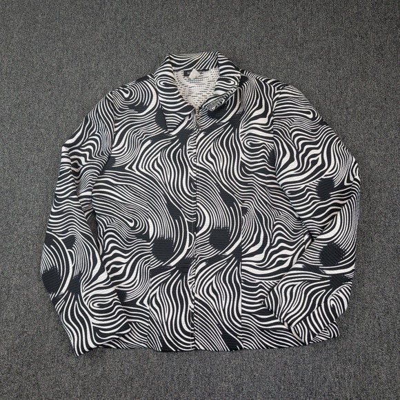Soft Works Vintage Y2K Zip Up Jacket 8 Black White Psychedelic Swirl Mod Retro — photo 2